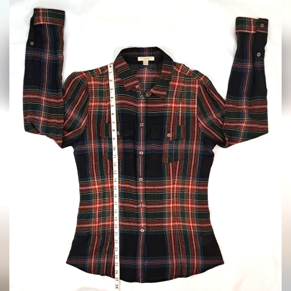 BURBERRY BRIT Tartan Plaid Long Sleeve Button Down Blouse - Picture 10 of 16